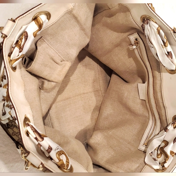 GUCCI - Tote Bag Vintage Monogram  Positano GG -w/silk gucci scarf- AUTHENTIC- - Picture 4 of 12